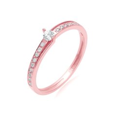 Prsten z růžového zlata se zirkony BP-5R