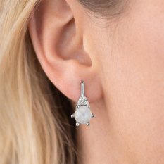 MINET Elegantní stříbrné náušnice s měsíčním kamenem a zirkony JMAS0318AE00