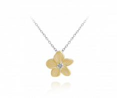 Rozkvetlý pozlacený stříbrný náhrdelník MINET FLOWERS JMAS5038GN45