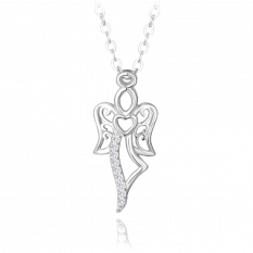 MINET Stříbrný náhrdelník ANDĚL se zirkony JMAN0462SN45