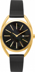 MINET Zlato-černé dámské hodinky ICON GOLD PEARL MESH MWL5215
