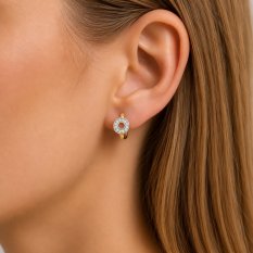 MINET Elegantní zlaté náušnice kolečka s bílými zirkony JMG0401WGE00