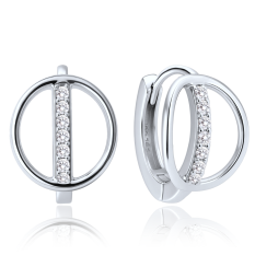 MINET Elegantní zlaté náušnice z bílého zlata s bílými zirkony JMG0352WSE00