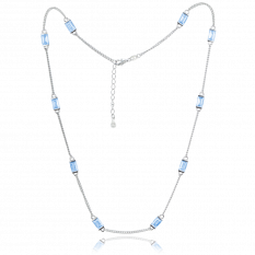 MINET Stříbrný náhrdelník s modrými zirkony JMAS0243AN42