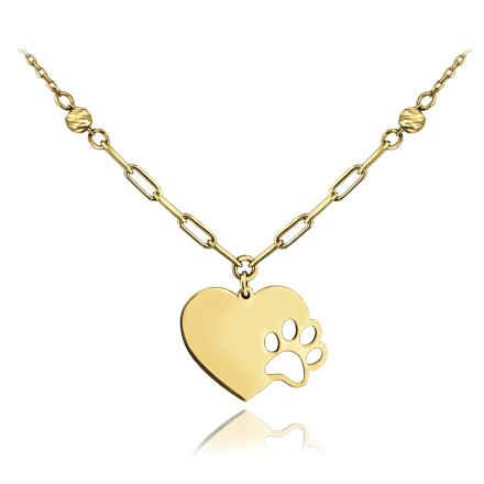 MINET Zlatý náhrdelník srdce s tlapkou JMG0105WGN45