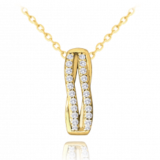 MINET Pozlacený elegantní stříbrný náhrdelník s bílými zirkony JMAS0196GN45