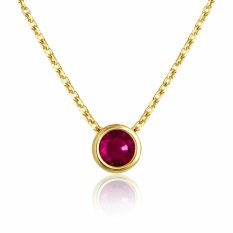 MINET Decentní zlatý náhrdelník s vínovým zirkonem JMG0311RGN46