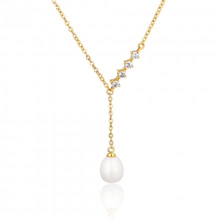 Stříbrný náhrdelník s perlou pozlacený SVLN0340XD2GP45