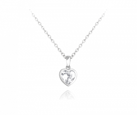 Stříbrný náhrdelník MINET SRDÍČKO s bílým zirkonem JMAD0015WN40