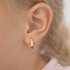 Dívčí zlaté náušnice s kamínky KLON-119