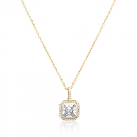 Pozlacený stříbrný náhrdelník se zirkony SVLN0585SH2GO45