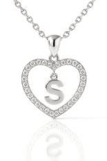 MINET Stříbrný náhrdelník písmeno v srdíčku "S" se zirkony JMAS900SSN45