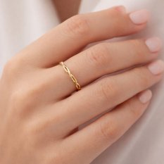 MINET Moderní propletený zlatý prsten JMG0285WGR54