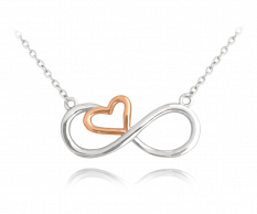 MINET Rose gold stříbrný náhrdelník FOREVER LOVE JMAN0391RN45