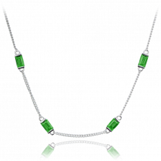 MINET Stříbrný náhrdelník se zelenými zirkony JMAS0243GN42
