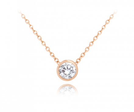 Decentní Rose gold stříbrný náhrdelník MINET s bílým zirkonem JMAS0096RN45