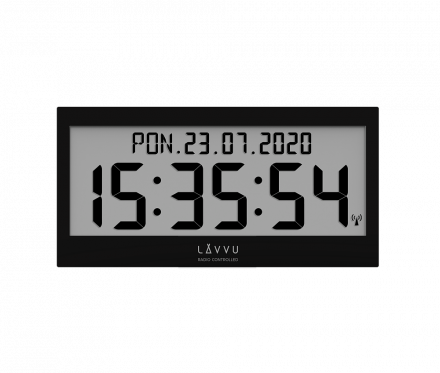 Velké černé digitální hodiny s češtinou LAVVU MODIG řízené rádiovým signálem LCX0011