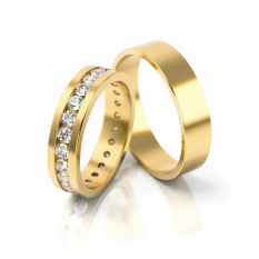 Zlaté snubní prsteny se zirkony vzor 084/G