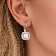 Náušnice z bílého zlata s opálem EA000113