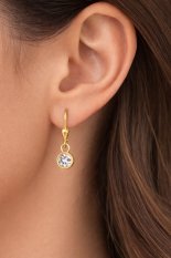 MINET Elegantní zlaté náušnice s bílými zirkony JMG0311WGE00