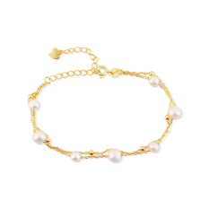 Pozlacený stříbrný náramek s perlou SVLB0824SD2GP18