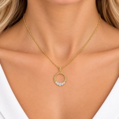 Zlatý přívěsek kruh s čirými kameny AUH0142-G-WH-0175