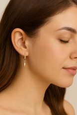 Zlaté visací náušnice s kapkovými závěsy KLON-192Z