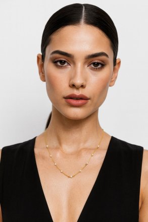 Jemný zlatý náhrdelník s perlou HELR-155