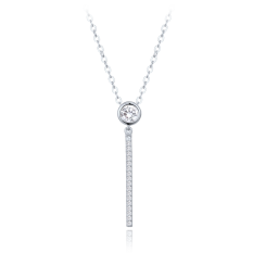 MINET Elegantní stříbrný náhrdelník s tyčkami a bílými zirkony JMAS0304SN45