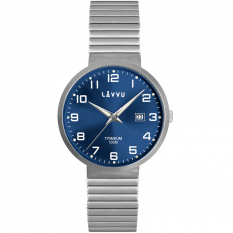 Titanové pružné hodinky s vodotěsností 100M LAVVU LUNDEN Blue LWM0221