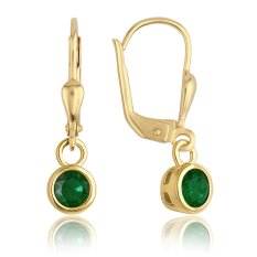 MINET Elegantní zlaté náušnice se zelenými zirkony JMG0311GGE00