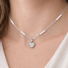 MINET Decentní stříbrný náhrdelník srdce JMAS0328SN45