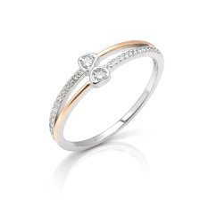 Elegantní stříbrný prsten se srdíčky R0002555