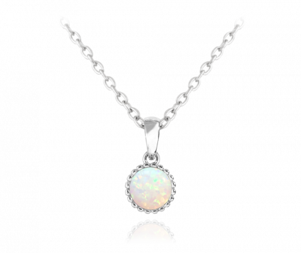 Stříbrný náhrdelník MINET s bílým opálkem JMAS0072WN45