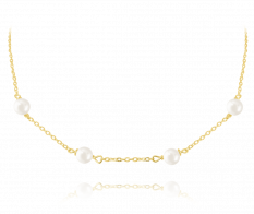 Pozlacený stříbrný náhrdelník MINET s přírodními perlami JMAS7029GN45
