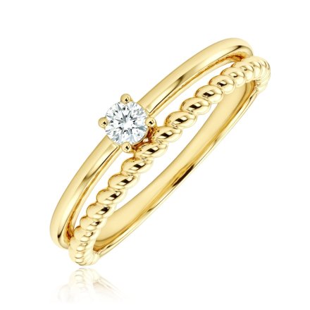 MINET Elegantní zlatý prsten s bílým zirkonem JMG0371WGR21