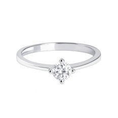 MINET Zlatý prsten z bílého zlata s bílým zirkonem JMG0214WSR55
