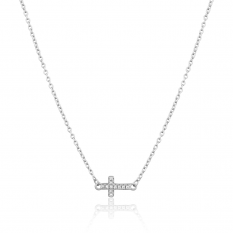 Stříbrný náhrdelník s ležatým křížkem SVLN0442XH2BI45