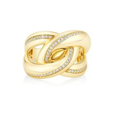 Zlatý propletený prsten s kamínky KLOP-470