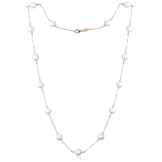 MINET Rose gold stříbrný náhrdelník s přírodními perlami JMAS7050RN50