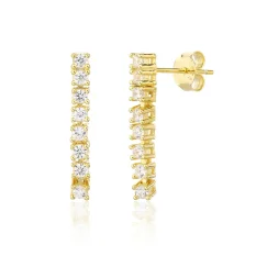 Pozlacené visací stříbrné náušnice se zirkony SVLE3328XJ6GO00