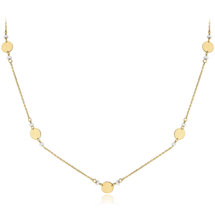 MINET Zlatý náhrdelník s přirodními perlami JMG0189WGN45