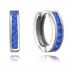 Třpytivé stříbrné náušnice MINET s velkými modrými zirkony JMAN0025BE00