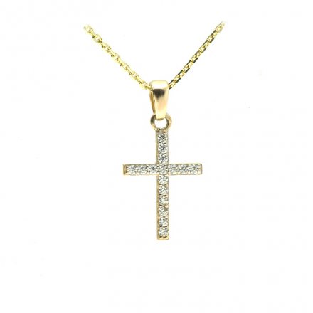 Zlatý křížek zdobený zirkony KO-246811071