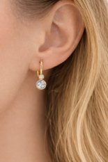 MINET Dívčí zlaté náušnice s bílými zirkony JMG0268WGE00