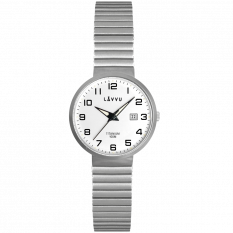 Titanové pružné hodinky s vodotěsností 100M LAVVU LUNDEN Small White LWL5040