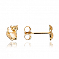 MINET Elegantní zlaté náušnice kočky JMG0106WGE01