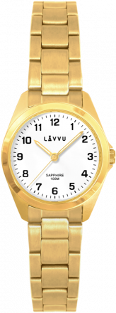 LAVVU Zlaté dámské titanové hodinky EINA s vodotěsností 100M a safírovým sklem LWL5051