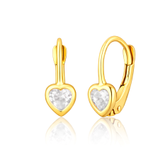 Jemné dívčí zlaté náušnice se srdíčkem a kamenem ZE0926XJ81-4300