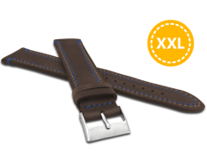 LAVVU Dvojitě prošitý tmavě hnědý řemínek SPORT z luxusní kůže Top Grain - 22 mm XXL LSDXC22